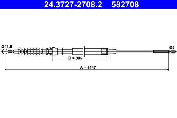 Cable Pull, parking brake ATE 24.3727-2708.2