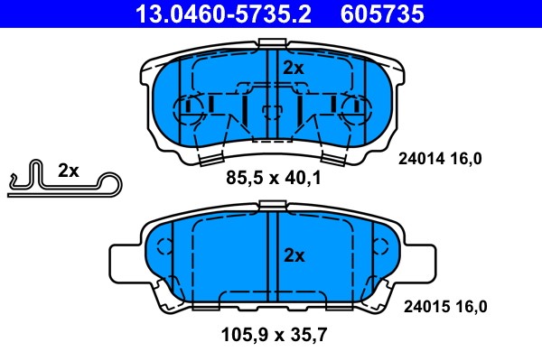 Brake Pad Set, disc brake ATE 13.0460-5735.2