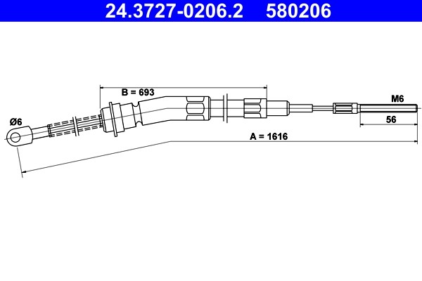 Cable Pull, parking brake ATE 24.3727-0206.2