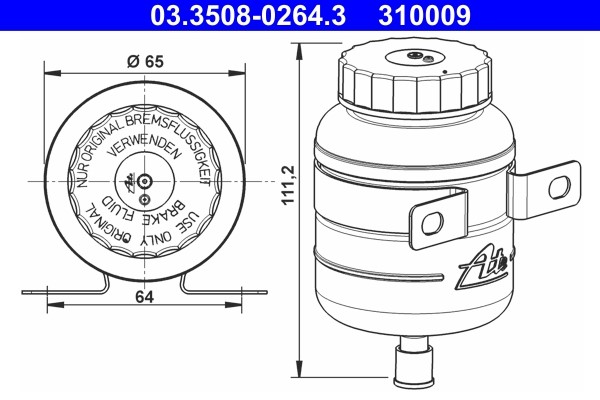 Expansion Tank, brake fluid ATE 03.3508-0264.3