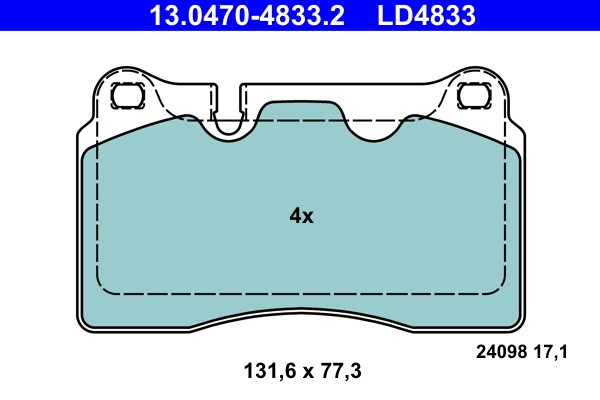 Brake Pad Set, disc brake ATE 13.0470-4833.2