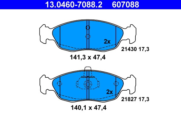 Brake Pad Set, disc brake ATE 13.0460-7088.2