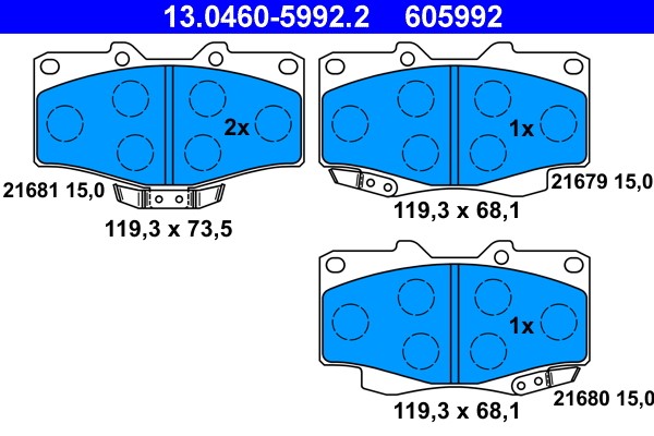 Brake Pad Set, disc brake ATE 13.0460-5992.2