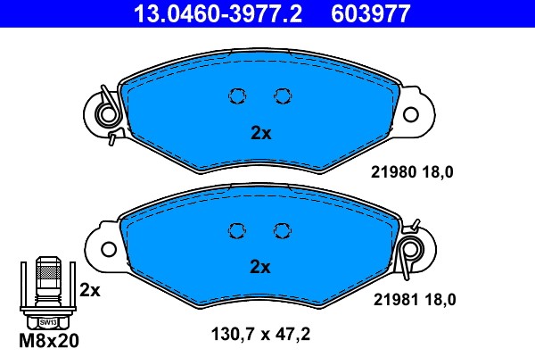 Brake Pad Set, disc brake ATE 13.0460-3977.2
