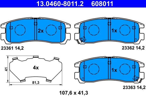 Brake Pad Set, disc brake ATE 13.0460-8011.2