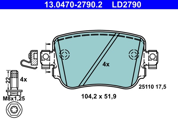 Brake Pad Set, disc brake ATE 13.0470-2790.2
