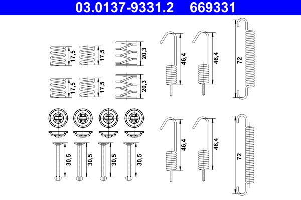 Accessory Kit, parking brake shoes ATE 03.0137-9331.2
