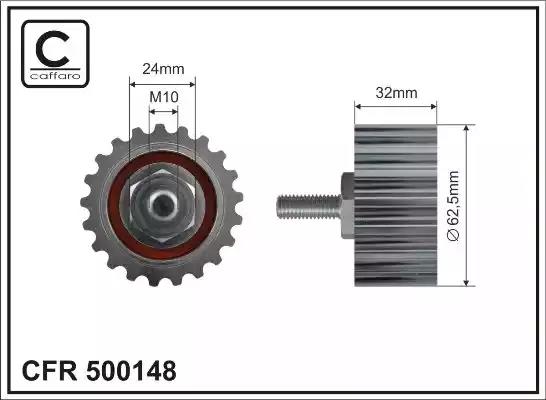 Deflection/Guide Pulley, timing belt CAFFARO 500148