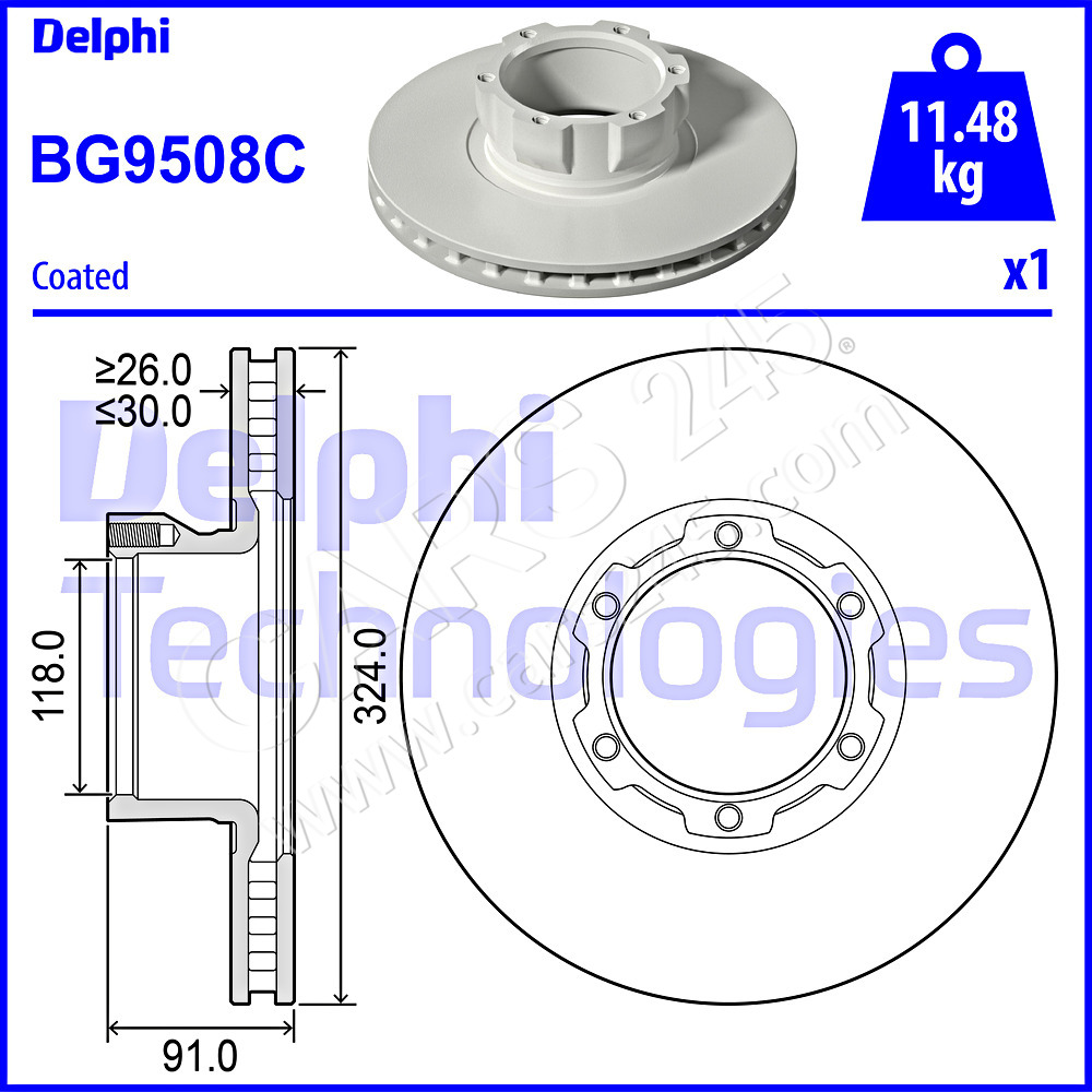 Brake Disc DELPHI BG9508C