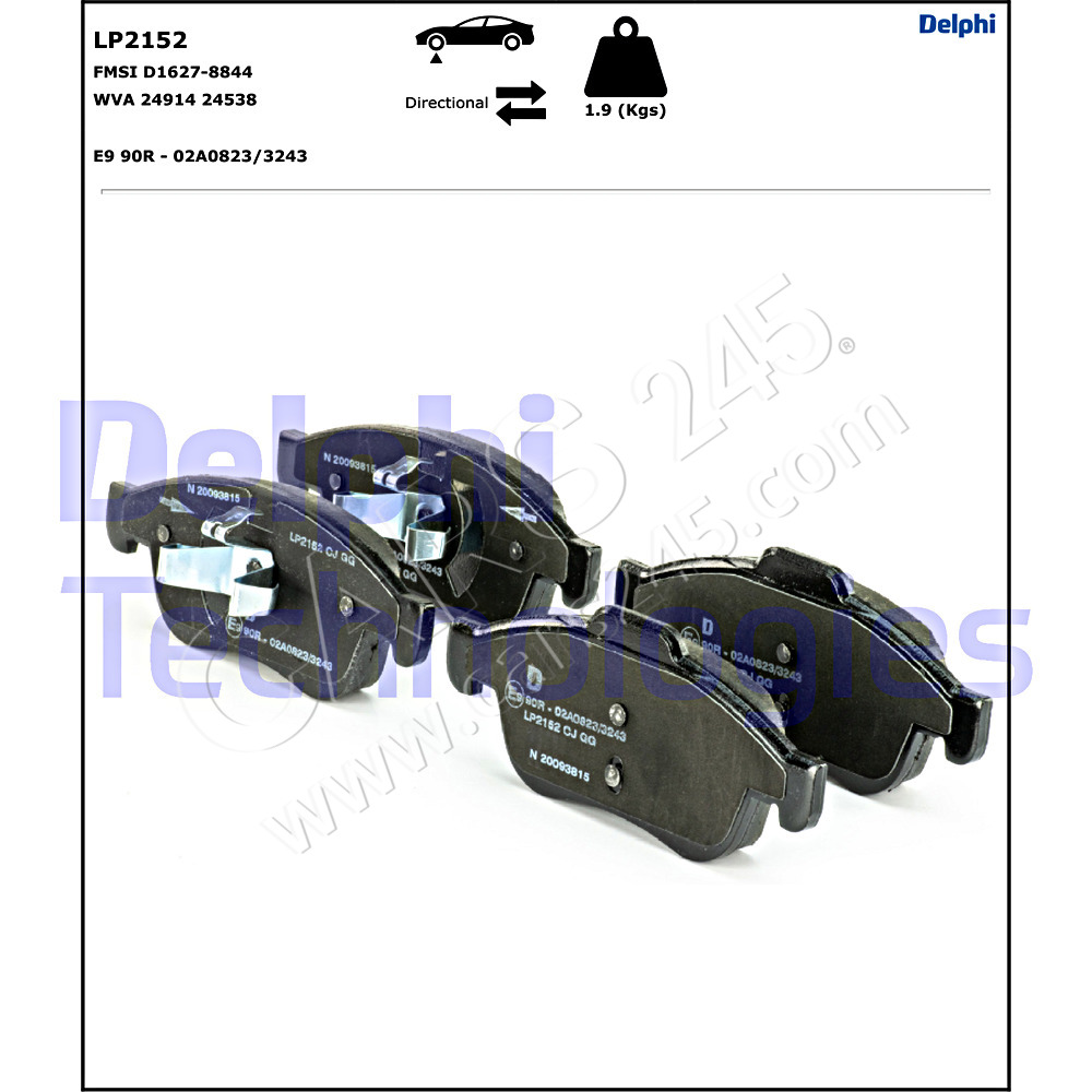 Brake Pad Set, disc brake DELPHI LP2152 2