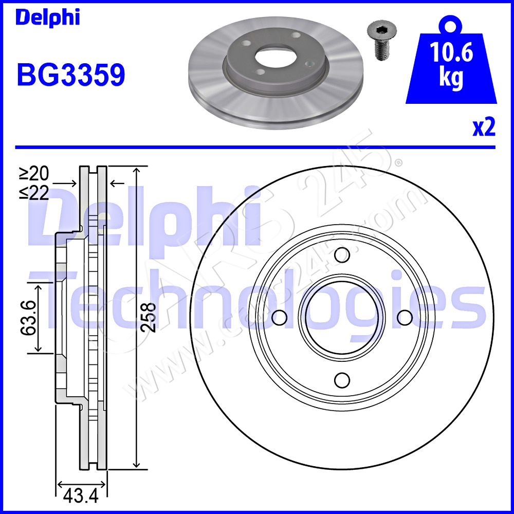 Brake Disc DELPHI BG3359