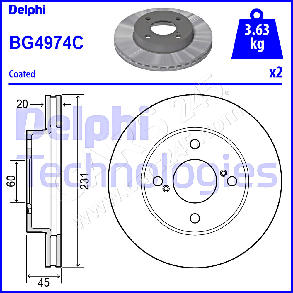 Brake Disc DELPHI BG4974C