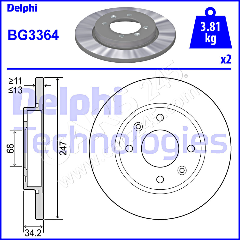 Brake Disc DELPHI BG3364
