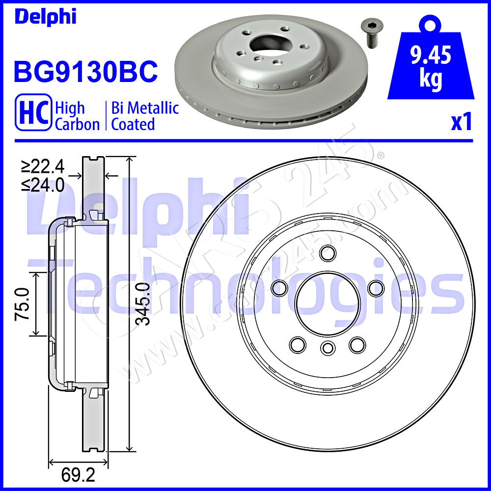 Brake Disc DELPHI BG9130BC