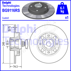 Brake Disc DELPHI BG9116RS