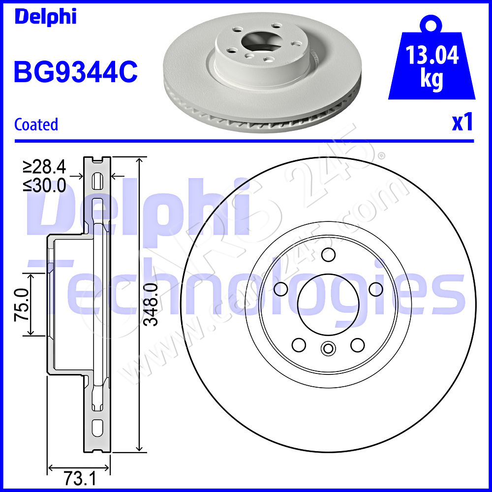 COATED BRAKE DISC (SINGLE) HC FSX1 DELPHI BG9344C