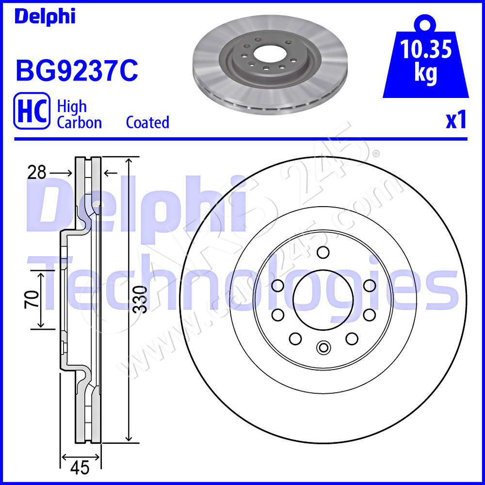 Brake Disc DELPHI BG9237C