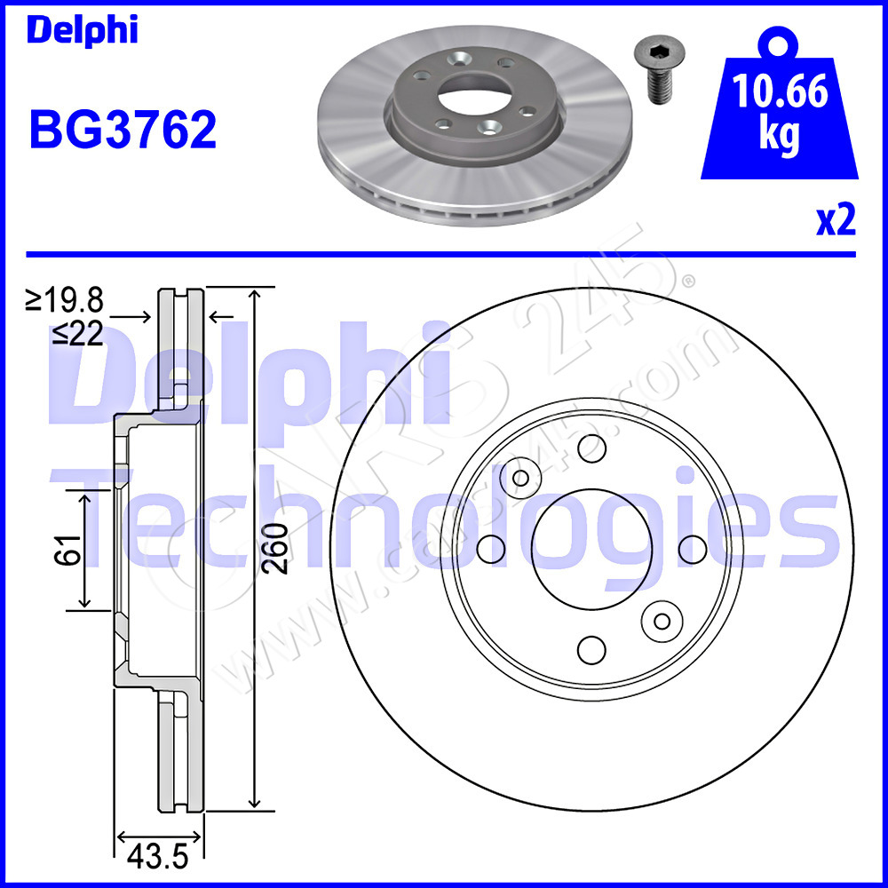 Brake Disc DELPHI BG3762