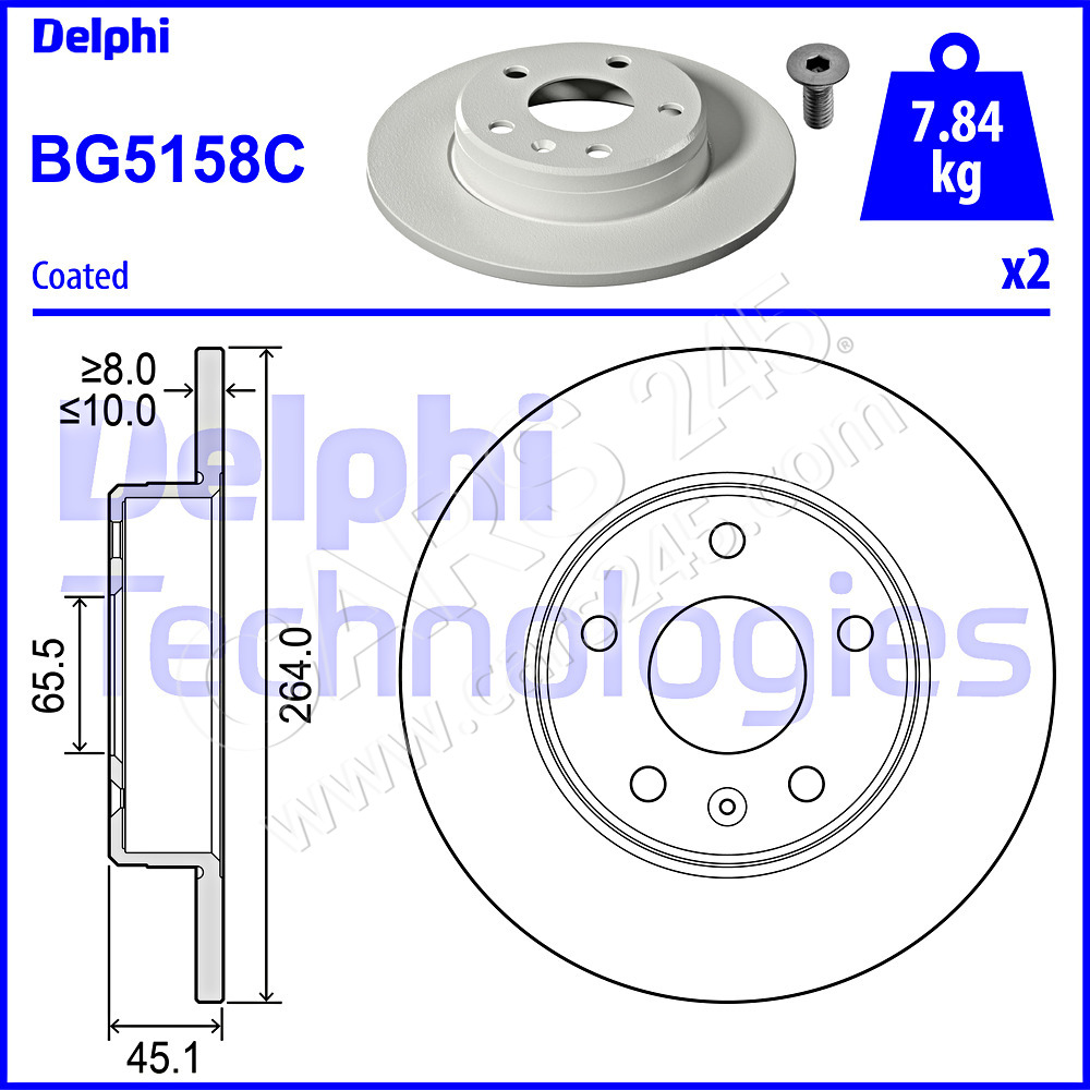Brake Disc DELPHI BG5158C