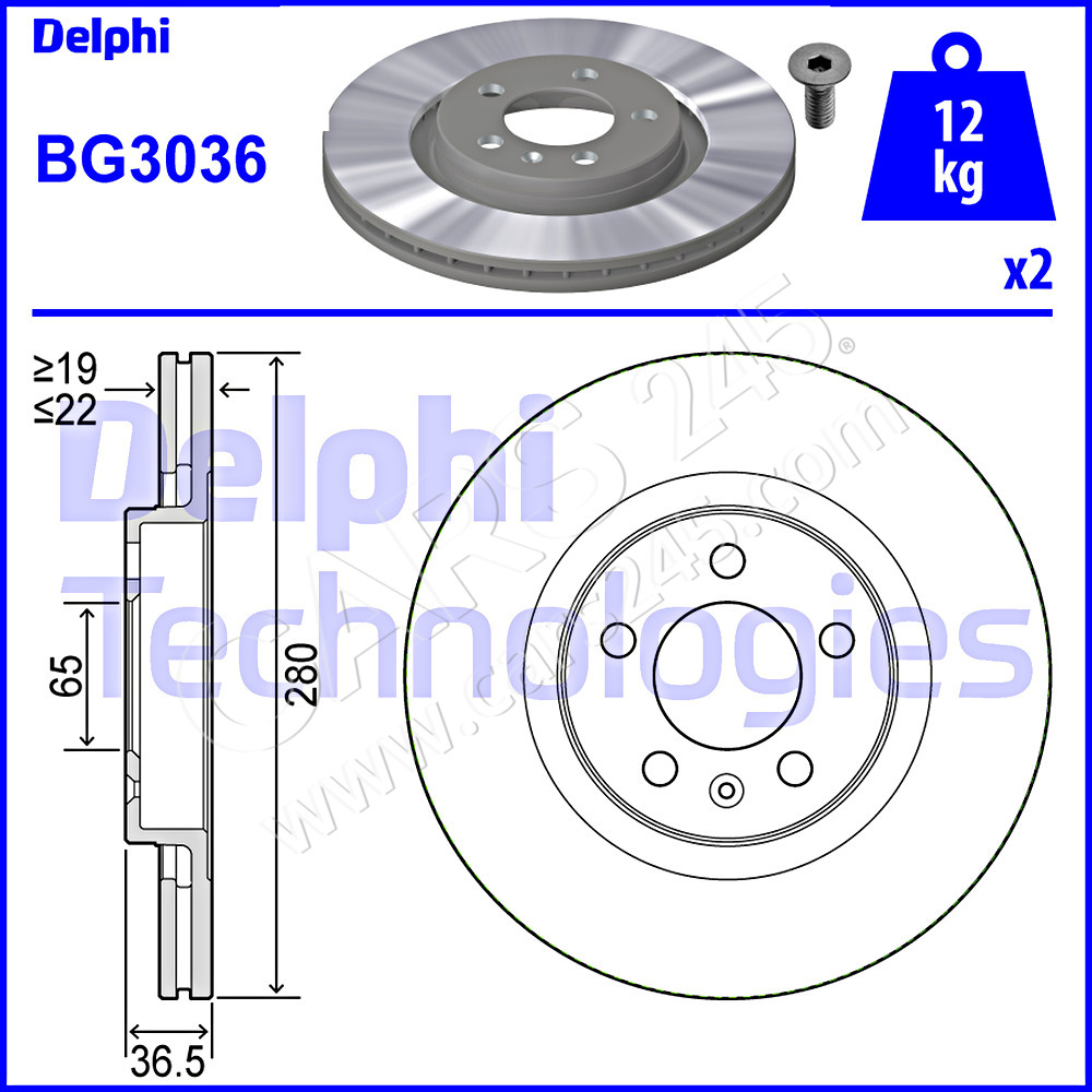 Brake Disc DELPHI BG3036
