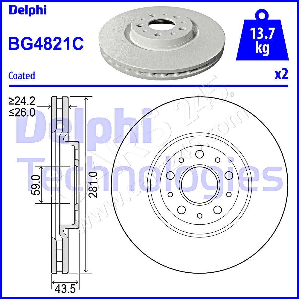 Brake Disc DELPHI BG4821C