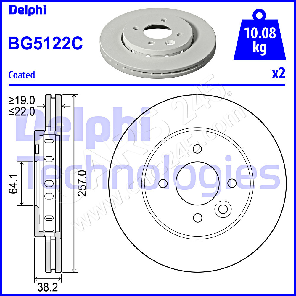 Brake Disc DELPHI BG5122C