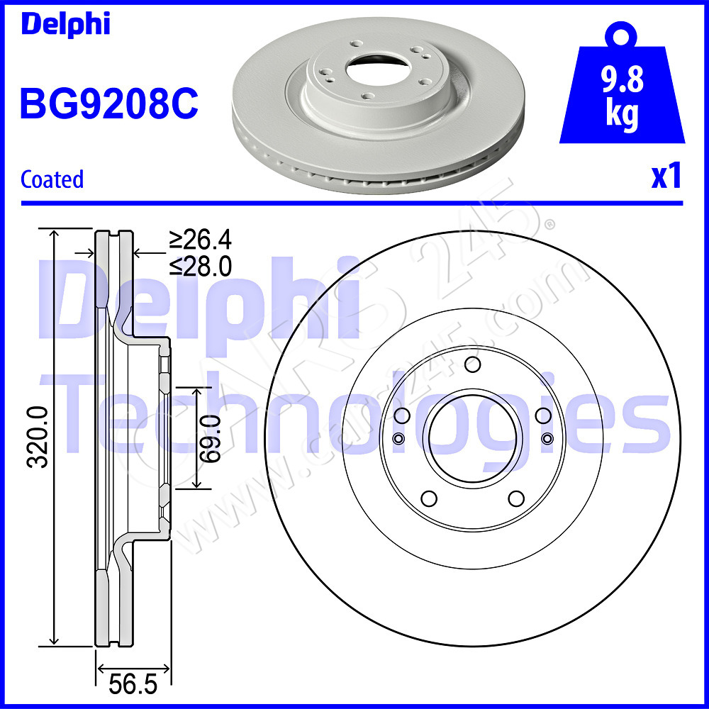 Brake Disc DELPHI BG9208C