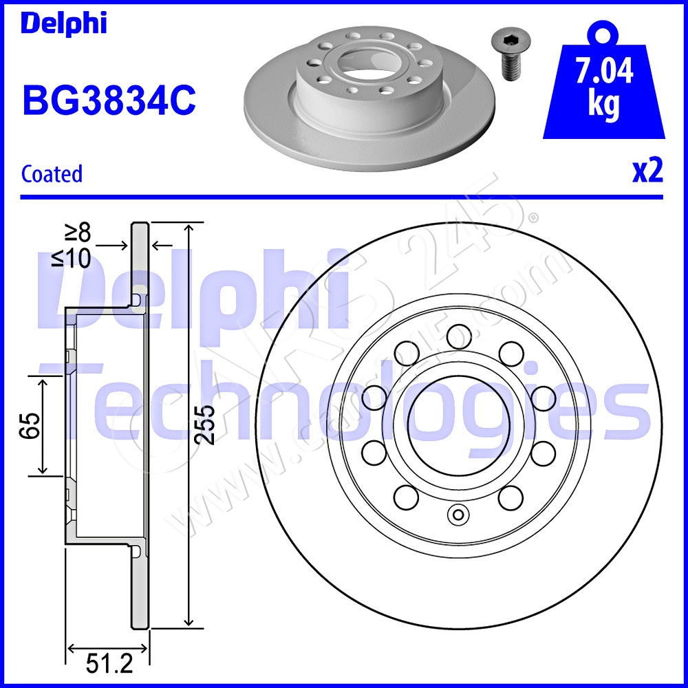 Brake Disc DELPHI BG3834C