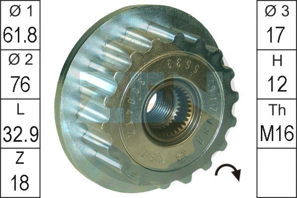 Alternator Freewheel Clutch ERA ZN5533