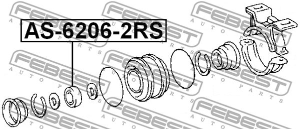 Bearing, propshaft centre bearing FEBEST AS62062RS 2