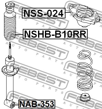 Mounting, shock absorbers FEBEST NSS024 2