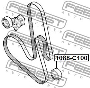 Deflection/Guide Pulley, V-ribbed belt FEBEST 1088C100 2