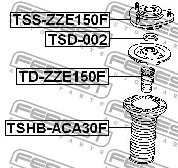 Mounting, shock absorbers FEBEST TSSZZE150F 2