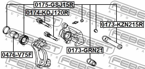 Guide Bolt, brake caliper FEBEST 0174KDJ120R 2