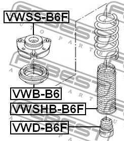 Rolling Bearing, suspension strut support mount FEBEST VWBB6 2