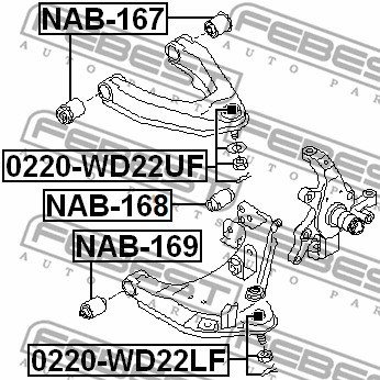 Mounting, control/trailing arm FEBEST NAB167 2