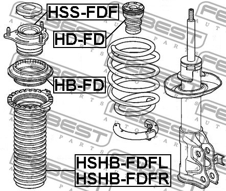 Rolling Bearing, suspension strut support mount FEBEST HBFD 2