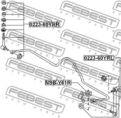Link/Coupling Rod, stabiliser bar FEBEST 022360YRL 2