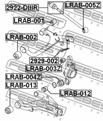 Mounting, control/trailing arm FEBEST LRAB003Z 2