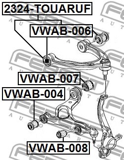 Control Arm/Trailing Arm, wheel suspension FEBEST 2324TOUARUF 2