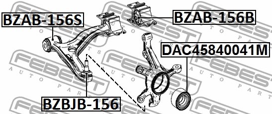 Repair Kit, control arm FEBEST BZAB156S 2
