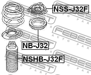 Rolling Bearing, suspension strut support mount FEBEST NBJ32 2