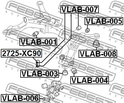 Bushing, axle beam FEBEST VLAB005 2