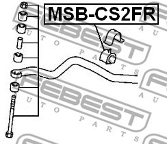 Mounting, stabiliser bar FEBEST MSBCS2FR 2