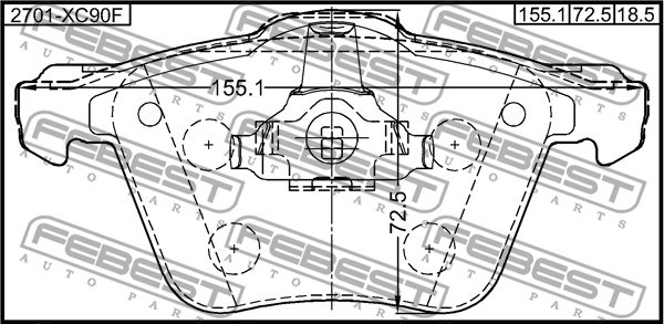 Brake Pad Set, disc brake FEBEST 2701XC90F 2