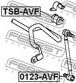 Mounting, stabiliser bar FEBEST TSBAVF 2