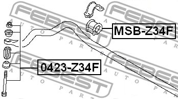 Mounting, stabiliser bar FEBEST MSBZ34F 2