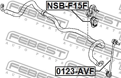 Mounting, stabiliser bar FEBEST NSBF15F 2