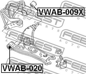 Mounting, control/trailing arm FEBEST VWAB020 2