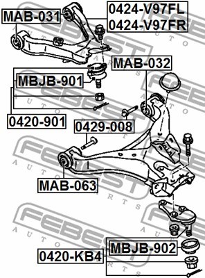 Mounting, control/trailing arm FEBEST MAB031 2